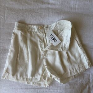 12th Tribe Women's Cream High Waist Tailored Shorts